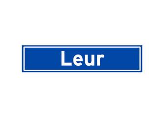 Leur isolated Dutch place name sign. City sign from the Netherlands.