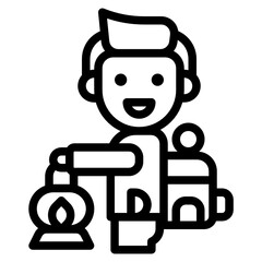 backpacker with lantern