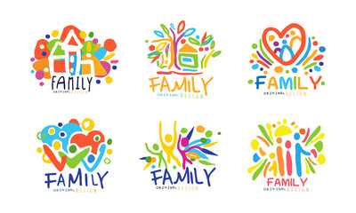 Fototapeta na wymiar Colorful Family Label or Emblem Original Design Vector Set