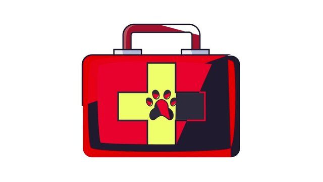 Red pet first aid kit icon animation cartoon best object isolated on white background