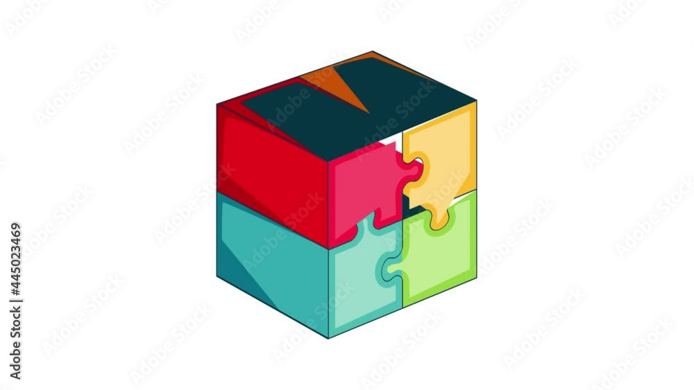 Poster puzzle cube icon animation cartoon best object isolated on white background
