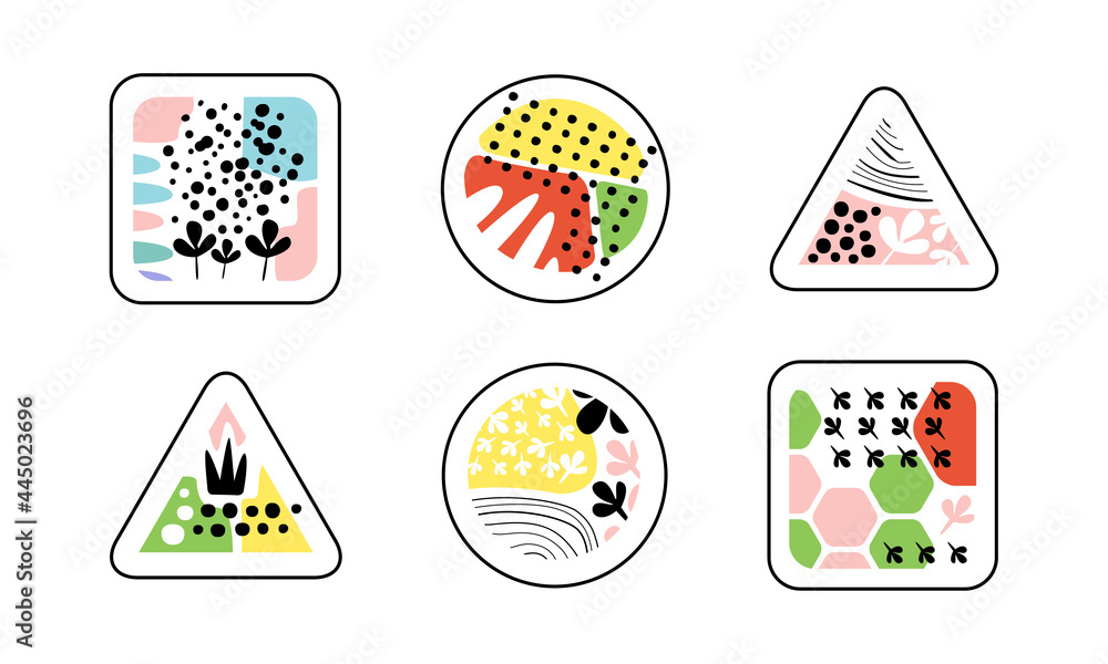 Poster creative colorful abstract shapes in geometric forms vector set