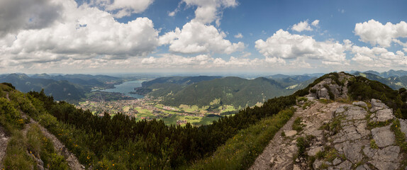 Fototapeta na wymiar Panorama view Wallberg mountain in Bavaria, Germany