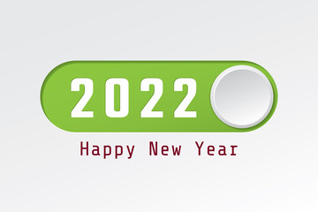 2022 On Toggle Switch Buton Style Rectangle Numerals Logo and Happy New Year Lettering Greetings Creative Concept - Multicolor on Light Background - Mixed Graphic Design