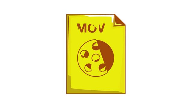 MOV file icon animation cartoon best object isolated on white background