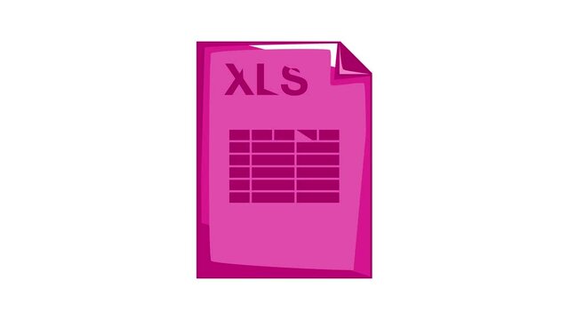 XLS file icon animation cartoon best object isolated on white background