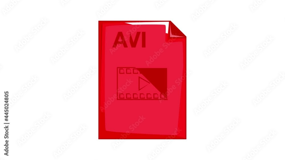 Poster avi file icon animation cartoon best object isolated on white background