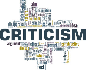 Criticism vector illustration word cloud isolated on a white background.