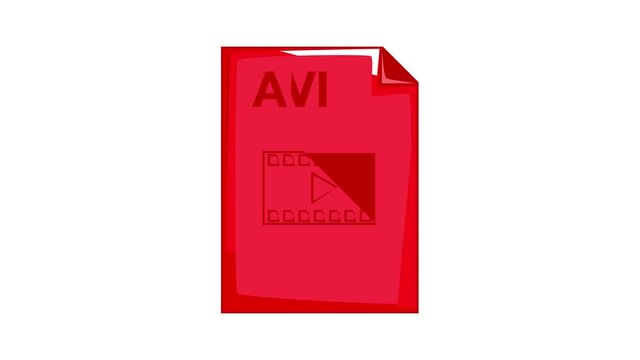 AVI file icon animation cartoon best object isolated on white background