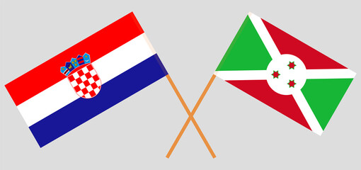 Crossed flags of Croatia and Burundi. Official colors. Correct proportion