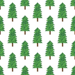 Christmas trees pattern pixel art. Seamless pattern. Pixel art Christmas trees pattern.