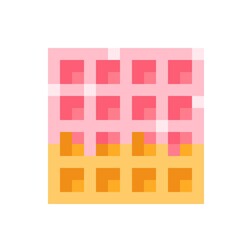 Square waffle pixel art. Vector illustration. Valentine's Day. Strawberry Glazed Waffles.