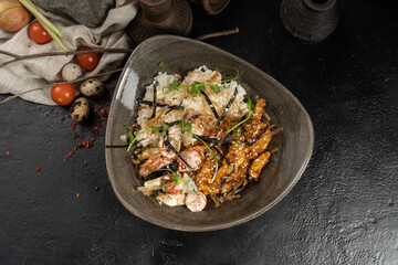 Poke with chicken and unagi sauce