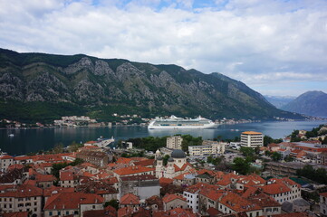 Naklejka na ściany i meble View of the Bay of Kotor from the top of the observation deck