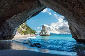 Foto auf Acrylglas Malerische Cathedral Cove auf der Halbinsel Coromandel in Neuseeland © imagoDens