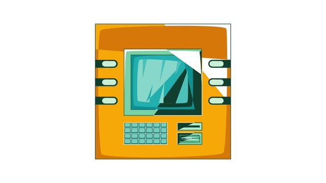 Cash machine icon animation cartoon best object isolated on white background