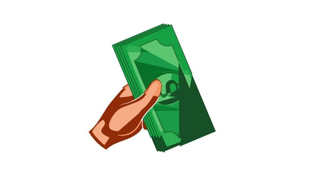 Cash in hand icon animation cartoon best object isolated on white background