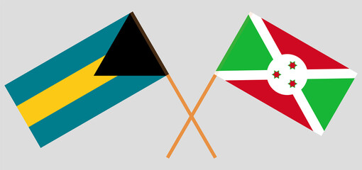 Crossed flags of the Bahamas and Burundi. Official colors. Correct proportion