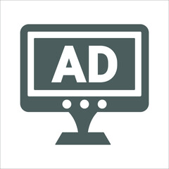 Banner, ad, information icon. Gray vector graphics.