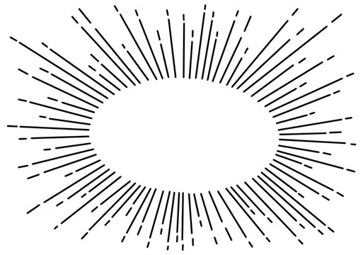Doodle oval frame Vintage Sunburst, explosion effect, Hand Drawn Vector illustration