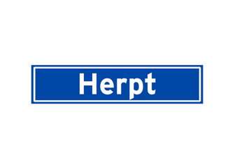 Herpt isolated Dutch place name sign. City sign from the Netherlands.