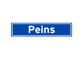 Peins isolated Dutch place name sign. City sign from the Netherlands.