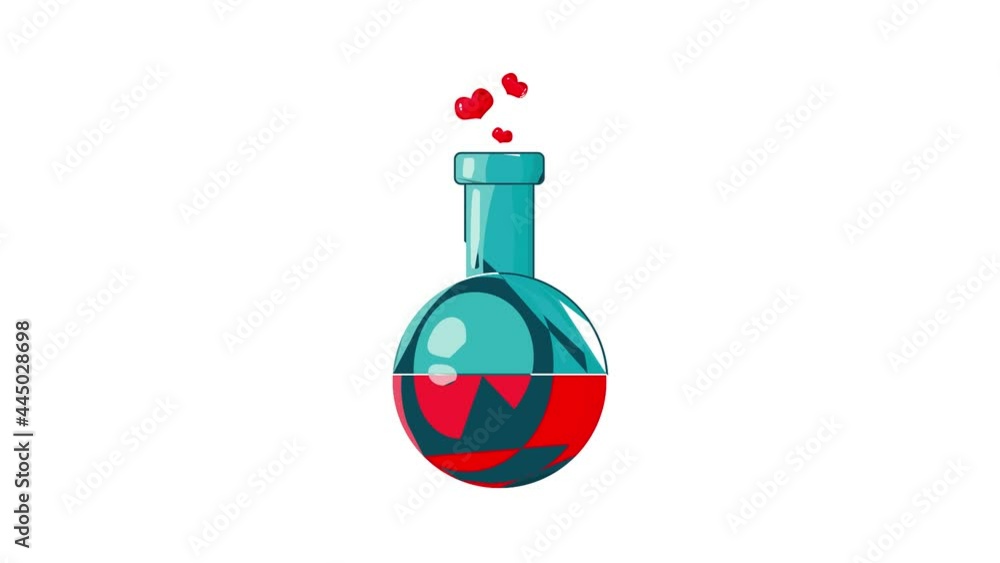 Poster flask with love fluid icon animation cartoon best object isolated on white background