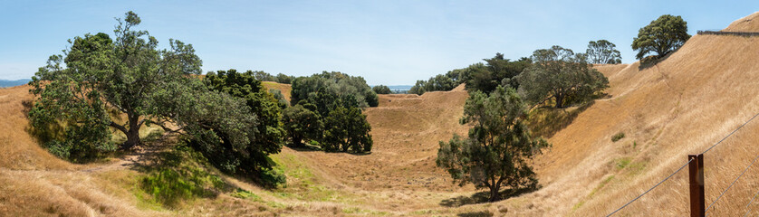 Panoramic view of crater at One Tree Hill in Auckland