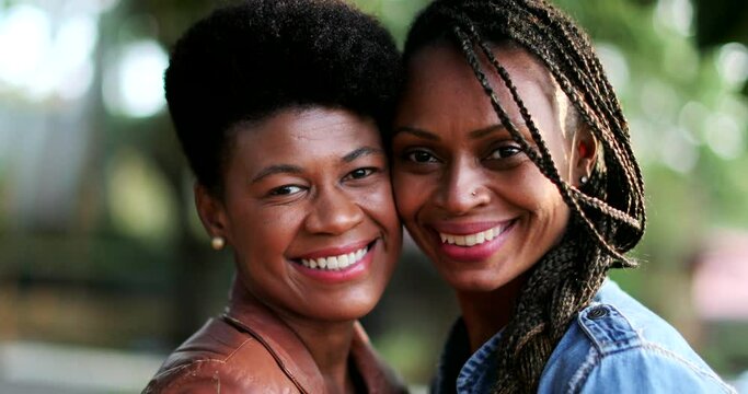 Brazilian women friends portrait, black African descent friendship, two people