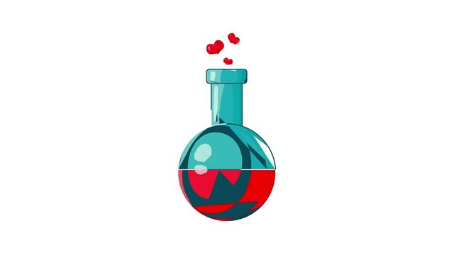 Flask with love fluid icon animation cartoon best object isolated on white background