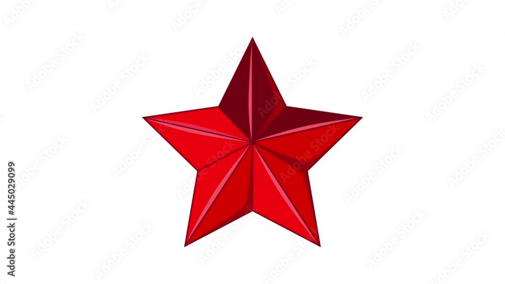 Wall mural five-pointed red star icon animation cartoon best object isolated on white background