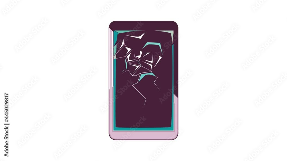 Poster smartphone with broken screen icon animation cartoon best object isolated on white background