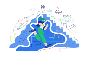 Business topics - the career. Modern flat vector