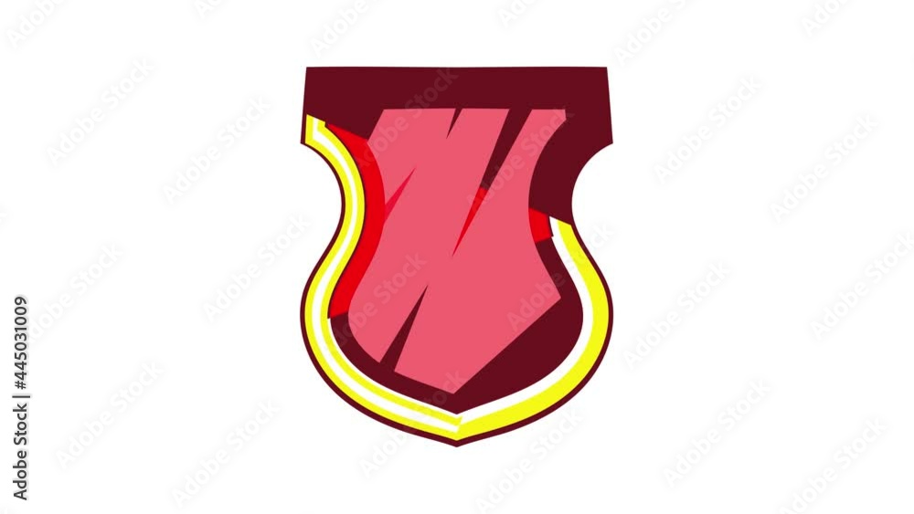 Poster red shield icon animation cartoon best object isolated on white background