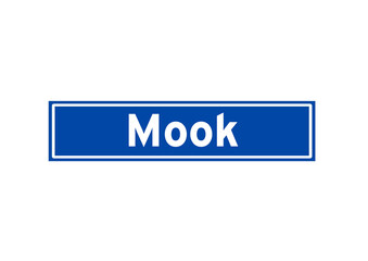 Mook isolated Dutch place name sign. City sign from the Netherlands.