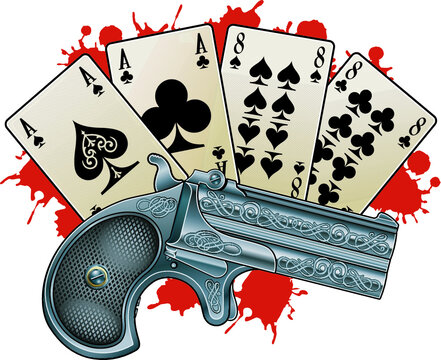 paying cards "dead man&acute;s hand" and gun