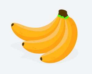 banana icon, bunch with three bananas vector, flat banana icon, can be broken apart.