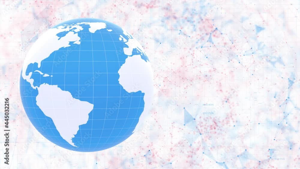 Aufkleber business cyberspace network with rotating 3d earth globe with network world data. isolated on white.