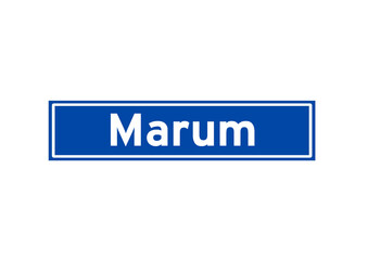 Marum isolated Dutch place name sign. City sign from the Netherlands.