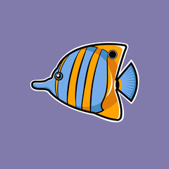 tropical fish on a purple background.vector illustration