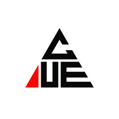 CUE triangle letter logo design with triangle shape. CUE triangle logo design monogram. CUE triangle vector logo template with red color. CUE triangular logo Simple, Elegant, and Luxurious Logo. CUE 
