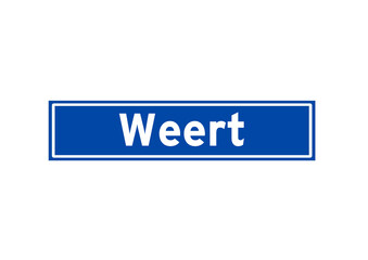 Weert isolated Dutch place name sign. City sign from the Netherlands.