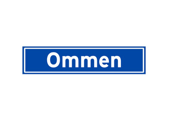 Ommen isolated Dutch place name sign. City sign from the Netherlands.