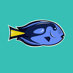 surgeon fish on a blue background. vector illustration