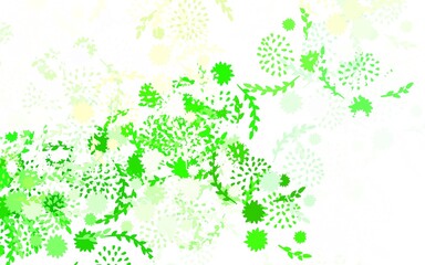 Light Green, Red vector doodle backdrop with flowers, roses.