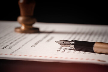 Lawyer, notary public working in the office.