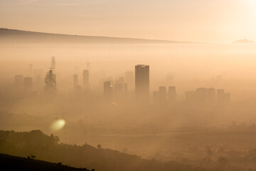 Fototapeta premium Amanecer ciudad de Puebla. Hora dorada