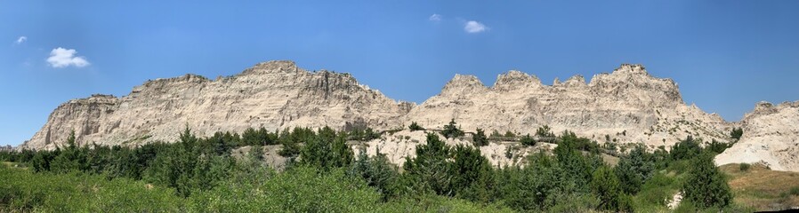 A View of the Landscape and Rock Formations in the Badland National Park in South Dakota