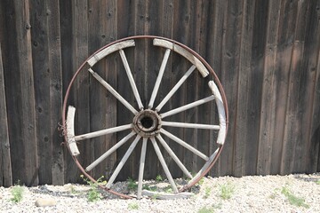 An Old Wagon Wheel in Wyoming