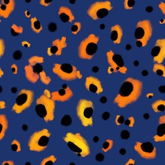 Obraz premium Abstract Hand Drawing Colorful Furry Brush Strokes Leopard Cheetah Animal Skin Seamless Pattern Isolated Background
